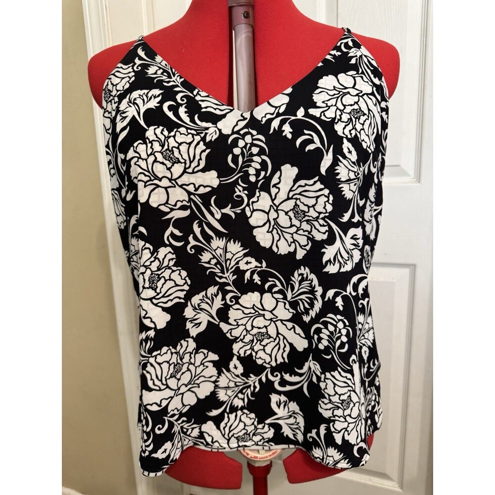 White House Black Market Reversible Tank Top Floral Geometric Size L Shell